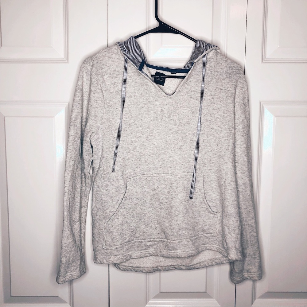 Saks Fifth Ave BLUE Hooded Gray Sweater